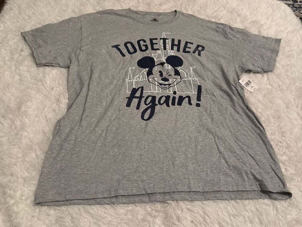 Disney Parks Together Again! Mickey Mouse Castle Gray T-Shirt XL NWT